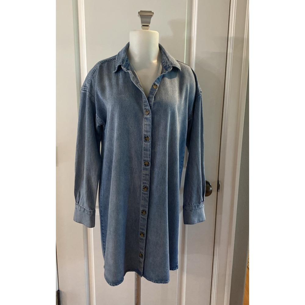 Bella Dahl Denim Shirt Dress Button Collared Size Small Tunic Chambray